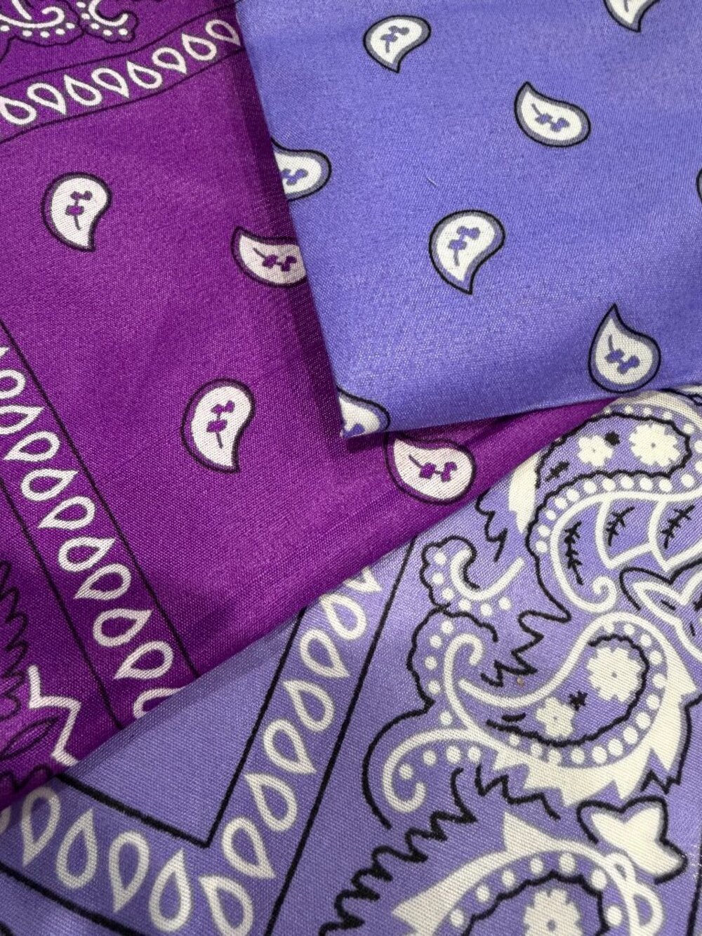 Lot of 9 Purple Bandanas Paisley Cotton Mix Shades Lavender Plum Purple Festival